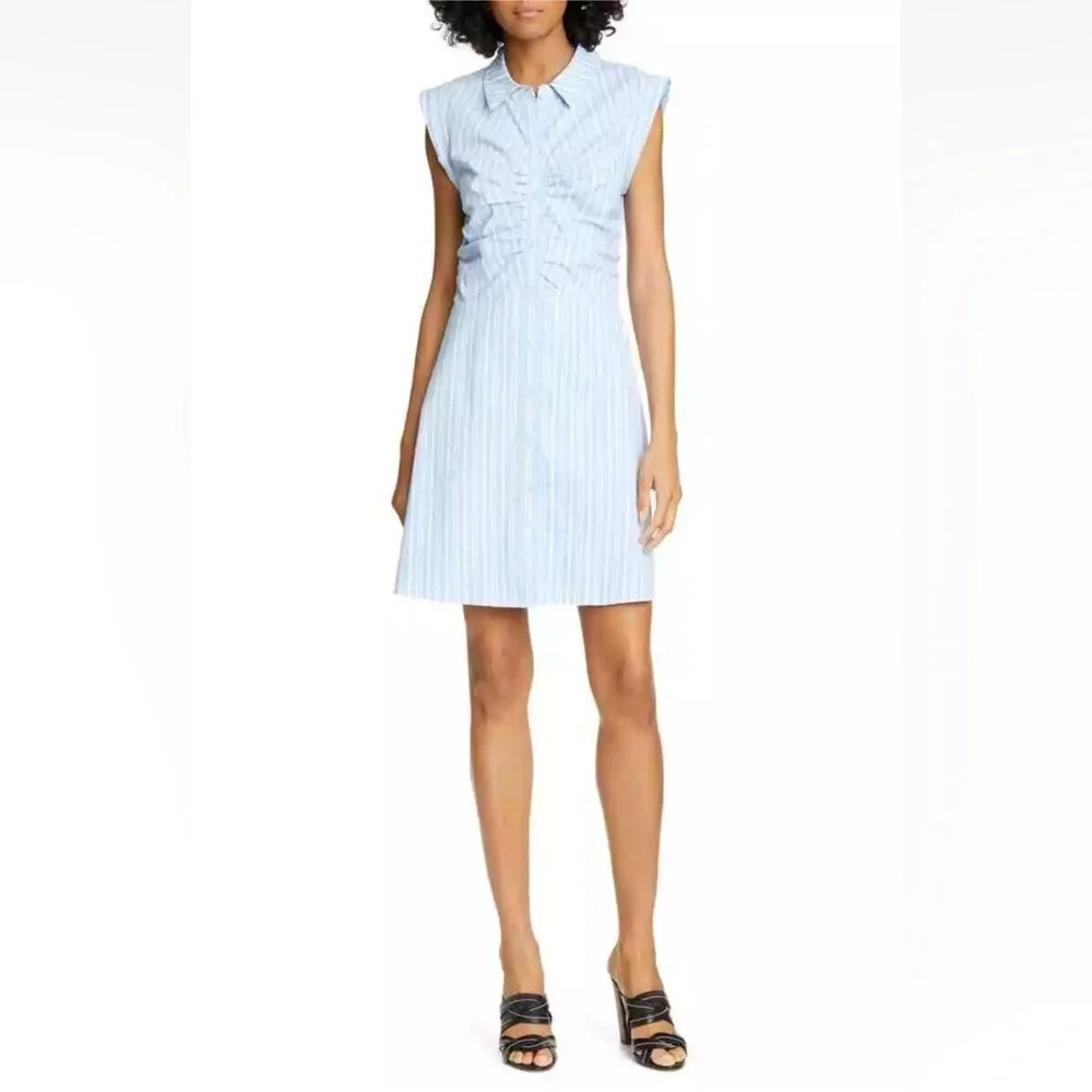 Veronica Beard Blue Ruffled A-Line Dress